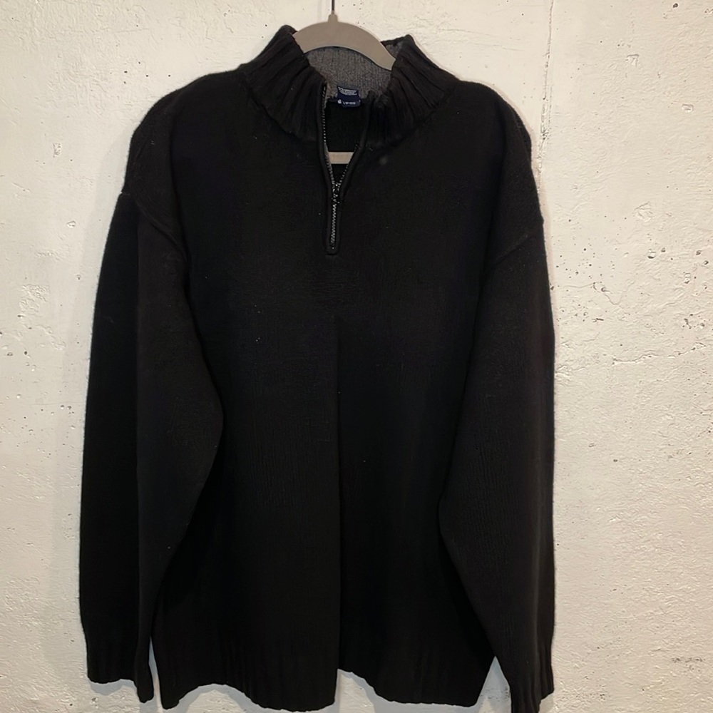 Mens Gap knit zip up 100% wool sweater size XXL / Black